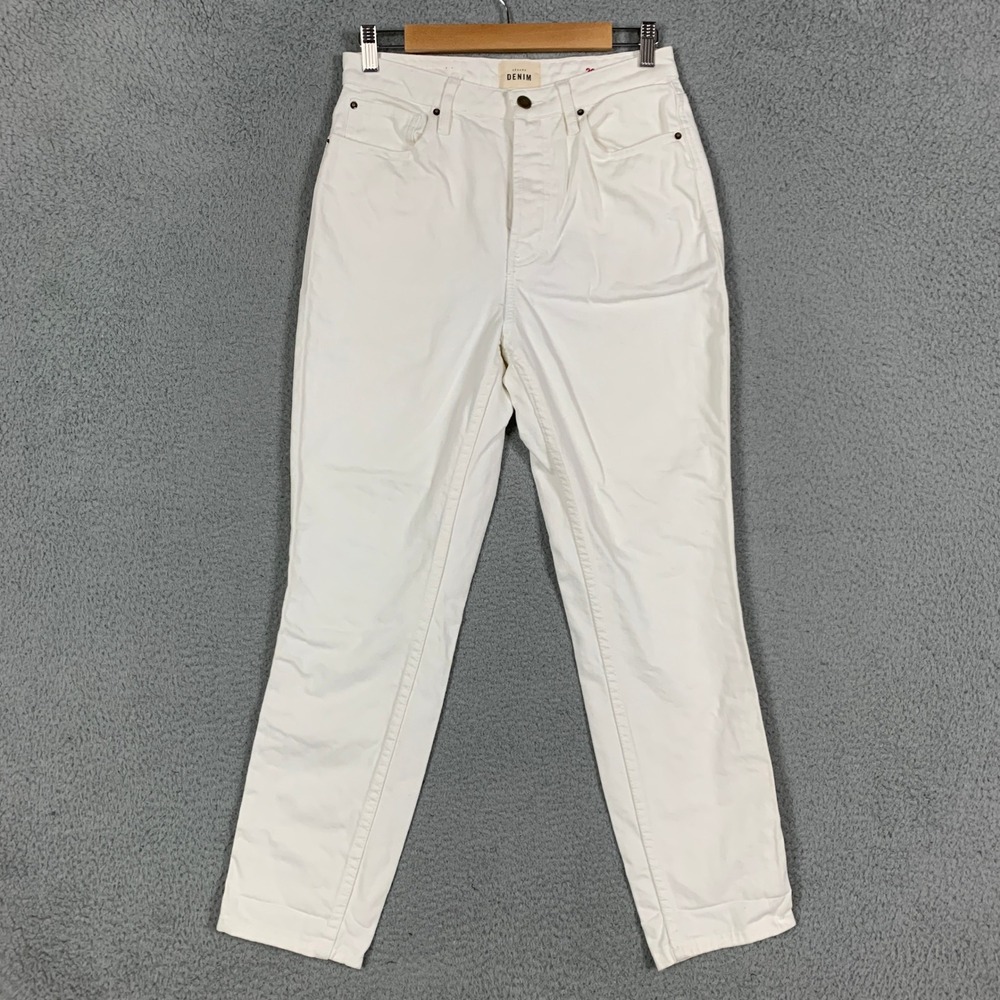 Sezane Brut Sexy Jeans Women's 29 Ecru High Waist Button Fly Straight Tapered